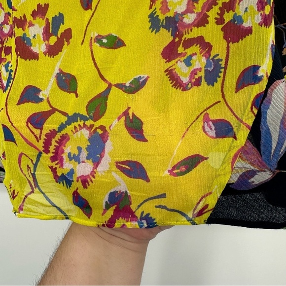TANYA TAYLOR Garden Print Willow Top Yellow 100% Silk Size 0 - Picture 6 of 7